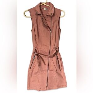 Casual Pink Sleeveless Mini Denim Dress